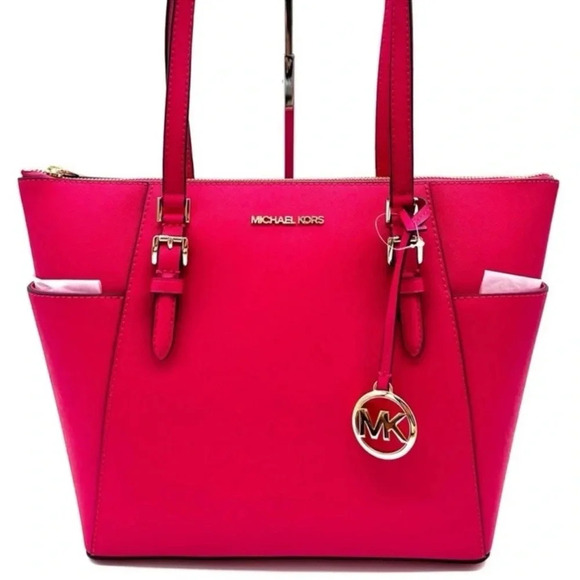 Michael Kors Large Charlotte Tote Bag Electric Pink - Picture 1 of 12